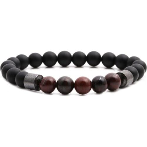 Classic 8mm Matte Black stone bead Bracelet Bangle distance color bead Bracelet for Men&Women charm DIY fashion Jewelry Creative