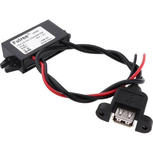 DC 8-60V to 5V 3A Power Supply Module Volt Inverter Board with USB Adapter Connector Waterproof & Mounting Holes