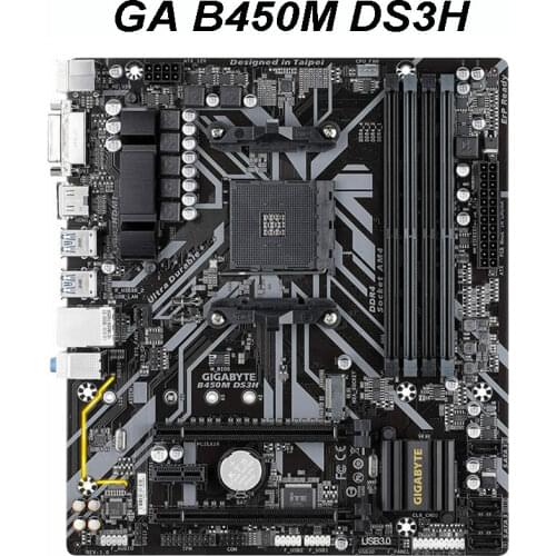 For Gigabyte GA-B450M DS3H Original Motherboard B450 AM4 DDR4 64GB PCI-E3.0 Supports R3 R5 R7 1700 2600 2700 Mainboard Computer
