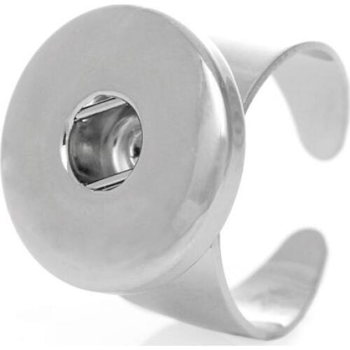 DoreenBeads Copper Adjustable Fashion Rings Silver Color Fit Snaps Fashion Buttons 18mm(US 8),10PCs