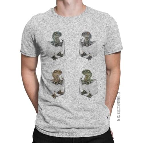 Pocket Protector Male Raptor T Shirts Men Cotton Funny T-Shirts Crewneck Dinosaur Tee Shirt Classic Clothes New Arrival