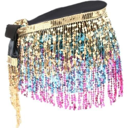 Sequins Indian Belly Dance Hip Skirt Waist Belt Hip Scarf Wrap Dancewear