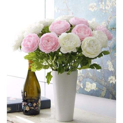 High Quality Artificial Peony Flowers Single Long Stem Bouquet Beautiful Simulation Flower Party Wedding Decoration Free Shippin