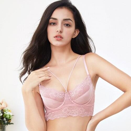 Exquisite Lace Women Bra Ultra-Thin Comfortable Wireless Lingerie Brassiere Front Cross Multi-Shoulder Straps Female Underwear