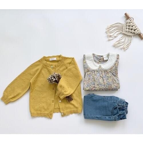 Baby Girl Cardigan Toddler Knitted Top Kids Air Conditioning Clothes 1-8Y