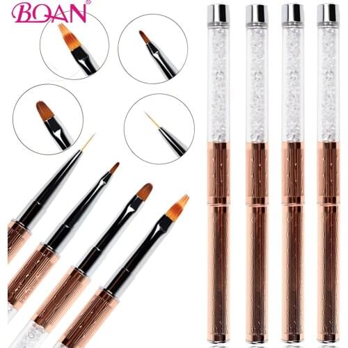 BQAN Nail Art Brush Rhinestone Acrylic Liquid Powder Carving UV Gel Extension Builder French Flower Painting Pen Liner Brush