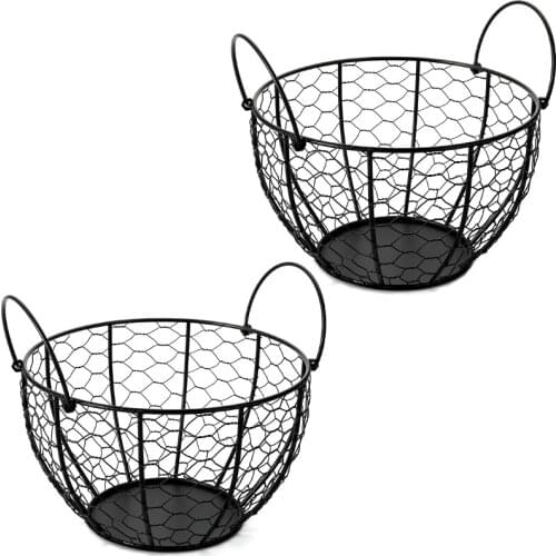 Set of 2 Wire Egg Basket, Egg Storage Basket with Handles Chicken Eggs Holder Organizer Case Container Food Organizer