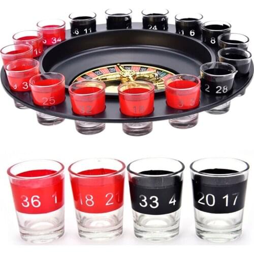 Creative Russia Drinking turntable Shot Glass Roulette Set Novelty Drinking Game with 16 Shot Glasses Adult Party Drinking Set