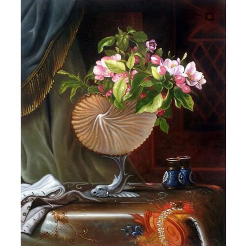 Kitchen Painting Wall Decoration Art Painting Still Life with Apple Blossoms in a Nautilus Shell, 1870 by Martin Johnson Heade