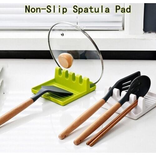 Kitchen Spoon Holders Fork Spatula Rack Shelf Organizer Plastic Spoon Rest Chopsticks Holder Non-slip Spoons Pad Kitchen Utensil