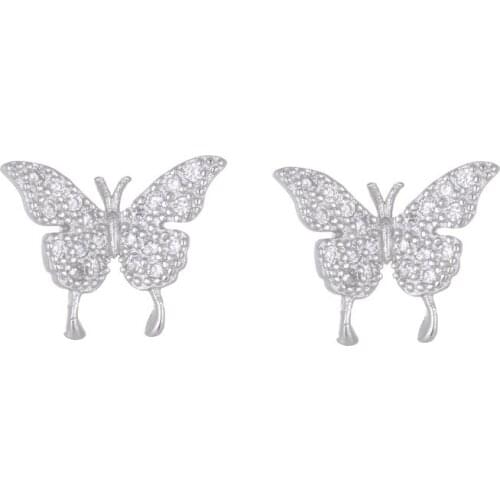 Fashion Cubic Zirconia Stud Earring Jewelry Luxury Elegant Silver Color Female Butterfly Earring Drop Shipping Jewelry For Women
