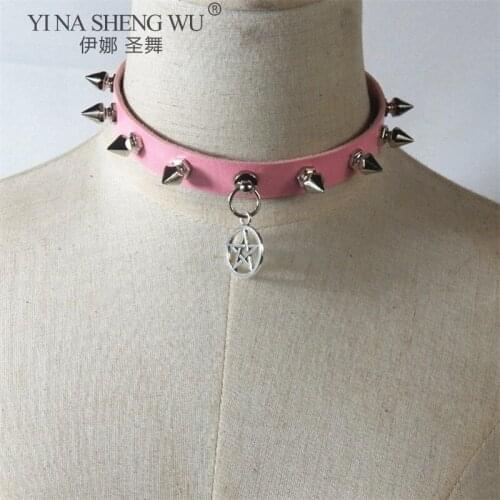 Fashion Retro Punk Rock Gothic Necklace Sexy PU Leather Spike Rivet Collar Choker Necklace Statement Jewelrys Accessories New