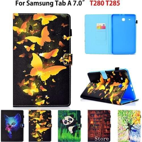 Fashion Painted Case For Samsung Galaxy Tab A a6 7.0 2016 T280 SM-T280 SM-T285 Cover Funda Tablet Silicone PU Leather Stand Capa