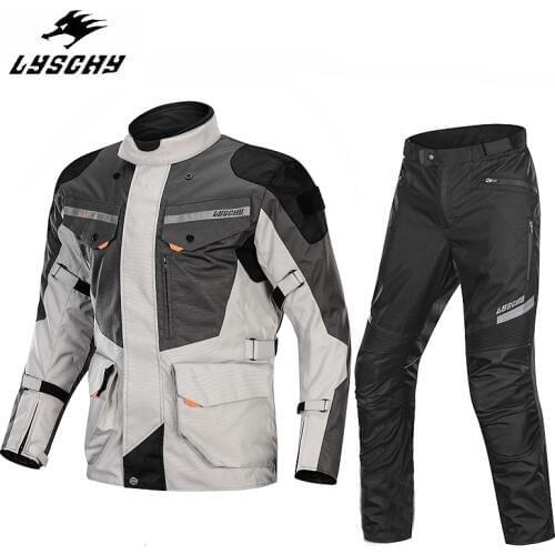LYSCHY Oxford Cloth Motorcycle Jacket Pants Suit Waterproof Moto Jacket Riding Motorbike Jacket Men Motorcycle Protective Gear