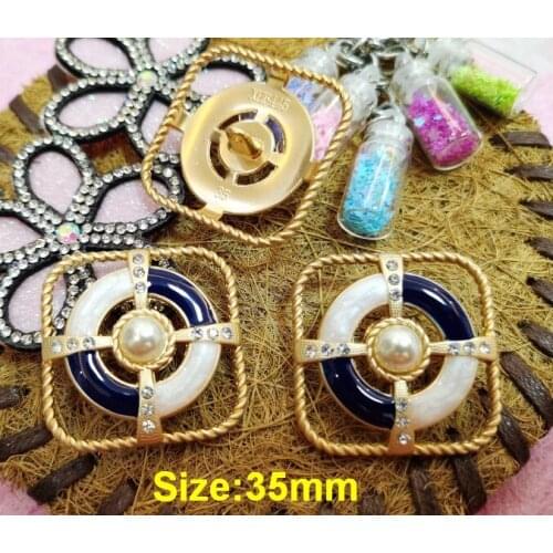 New 10pcs fashion high-end Metal alloy Rhinestone pearl clothing jacket Overcoat buttons shirt coat button Sz 35mm free shipping