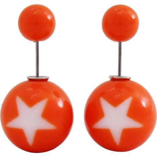 New Hot Selling Paragraph Candy Color Round Ball Earring Double Side Shining Stud Earrings Big Acrylic Earrings Women E0008