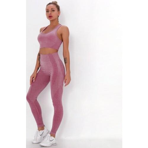 New seamless knitting hip Yoga suit fashion sports fitness suit vest 2-piece suit for women gym set women yoga set