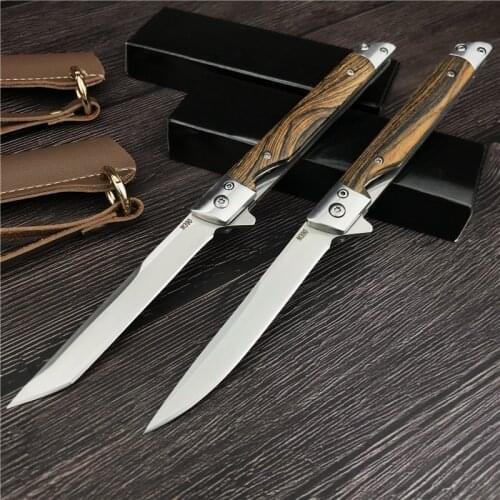 New M390 Blade Folding knife Tactical Knife Self Pocket Defense High Hardness Fruit Knife EDC Tools Gift Leather Sheath