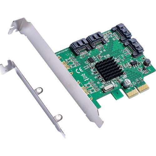 4 Port SATA 3.0 6Gbps PCI-Express X1 Expansion Card Chip for Marvell 88SE9235 with Low Profile Bracket
