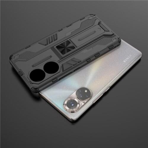 Magnetic Bracket Shockproof Armor Case For Honor 50 Pro 50 SE Camera Lens Protection TPU Bumper Hard PC Stand Back Cover Fundas