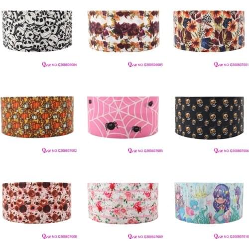 Q&N ribbon 16mm ~ 75mm Halloween Pumpkin Skull Mermaid Gift Box With Logo DIY Crafts Party /FOE Handmade Accessories