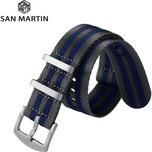 San Martin Watch Strap Nato Nylon Strap 20mm 22mm Universal Type Sports Troops Parachute Bag Watchband Pilot Military Watch Band