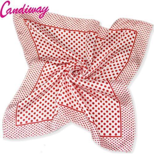 Hot High Quality Office Women Red Dot Scarf Bandana Silk Summer Fashion Scarf Square Foulard Women Plaid Scarves Hijab 50cm