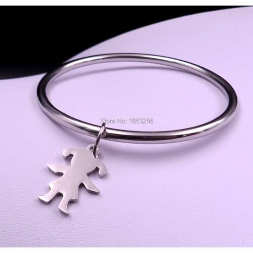 For choose style Stainless Steel Girls/ Boys charms Smooth cuff bangle Bracelet Fashion Holiday jewelry 4mm 2.68
