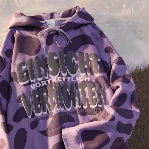 2021 Hip Hop Cow Print Graphic Harajuku Hoodies Women Winter And Autumn Oversized Sweatshirts Teens Clothes Couples Tops Fashion
