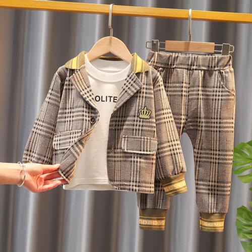 1-5 Years Baby Boy Clothing Set 2021 Spring Autumn Fashion Coat+Shirt+Pants 3pcs Outfits Toddler Tracksuit Cotton Childrens wea