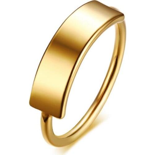 Female Fashion Gold Color Ring Quality Stainless Steel Wedding Ring Gift Name Engraved Engagement Ring