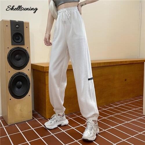 Shellsuning Winter Loose Casual Trousers Women Tie Feet Wide-leg Loose-fitting Solid Color Pants Female 2021 Fashion Clothes New