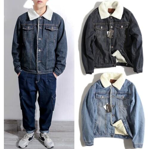 Winter Mens Denim Jacket Fashion Men Fleece Warm Jean Denim Jackets Casual Male Windbreaker Cowboy Bomber Jackets 3XL