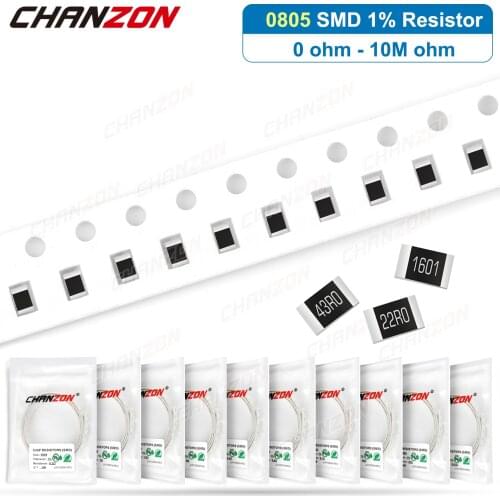 100Pcs/Lot 0805 1% High Precision SMD Resistor 0ohm 330 470 1K 39K 43K 47K 56K 62K 68K 75K 82K Ohm 1/8W Surface Mount Resistance