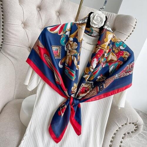 2021 new spring women scarf quality shawl silk fashion scarf headscarf beach sunscreen bag headscarf scarf 90cm*90cm