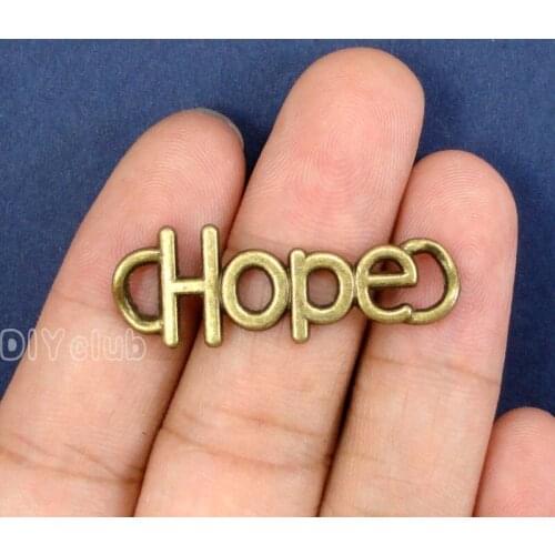 40pcs-Antique Bronze Hope Connector Charms 37x13mm