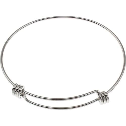 5pcs/lot Stainless Steel DIY Charm Bangle 65mm Jewelry Finding Supplies Expandable Adjustable Wire Bangle Wholesale Women Gift