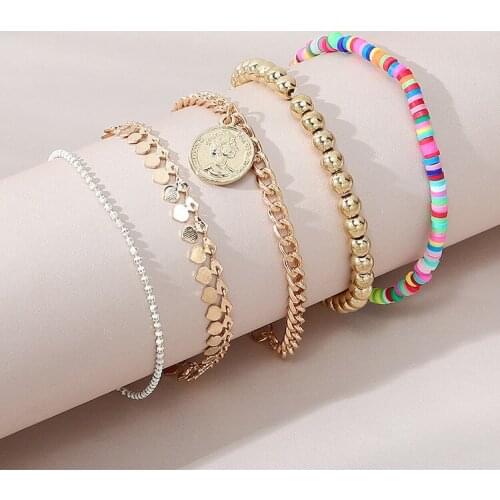 5pieces Per Set Bracelet for Modeling Roman Head Material Alloy Resin Fashion Electroplate DIY Bracelet