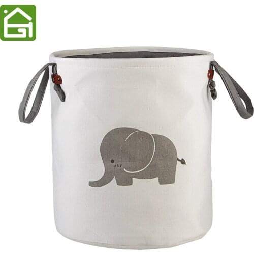 Large Laundry Storage Bin Cotton Canvas Folding Toy Organizer Basket With Handles for Kids