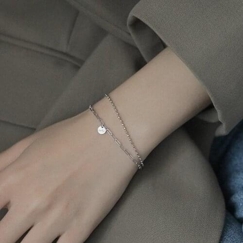 Double-Layer Lucky Round Chain Rose Gold Color Bracelet For Women Girls Simple Trendy Fashion Jewelry Gift SL2459