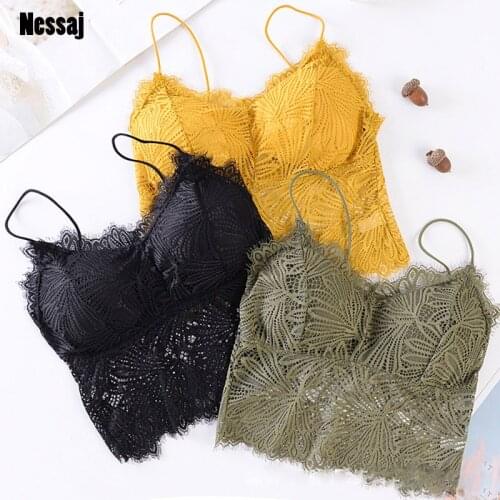 Nessaj Women Fashion Lace Bra Girls Fitness Sport Bra Cotton Women Tops Breathable Running Sport Bra