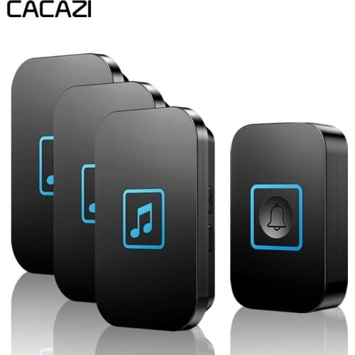 CACAZI Intelligent Wireless Doorbell Waterproof 1 Button 3 Receiver 300M Remote US EU UK AU Plug Battery LED Light Home DoorBell