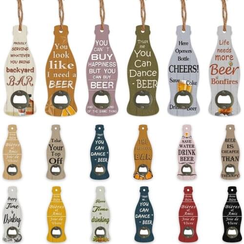 Beer Bottle Wooden Plate Bar Coffe Hanging Wood Signs Save Drink Wall Decor Decoration Plaque Corkscrew