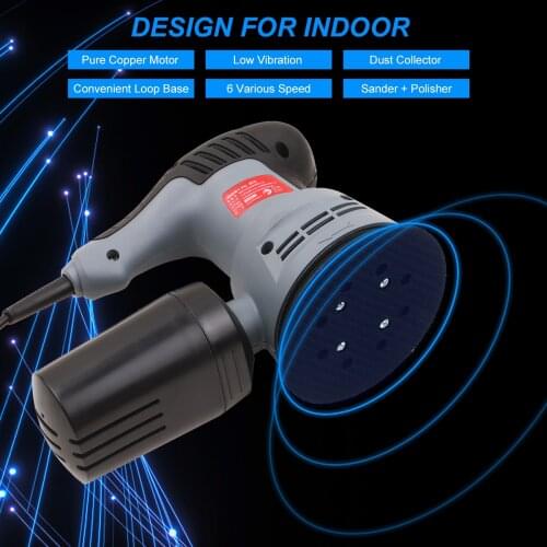 400W Random Orbit Sander 5-Inch Variable Speeds Electric Sander Polisher with Holes Cushion Sandpapers Sponge Wool Cotton Plate