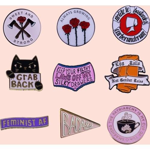 ZF1550 Feminism Series Clothing Accessories Enamel Pin Brooch Creative Denim Coat Lapel Badge Jewelry Gift for Women Female