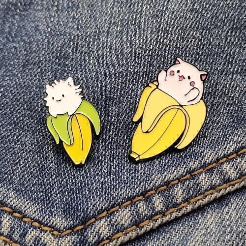 Cute Unique Items Enamel Pins Banana Animal Brooches Lapel Pins Backpack Clothes Metal Badge Jewelry Gift For Kids/Friends
