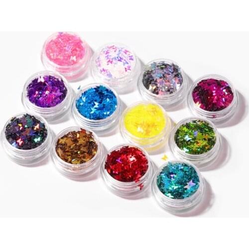 Holographic Nail Art Glitter 3D round nail flakes Nail Glitter Powder irregular Sequins Powder For Nail Art Decoration T1766