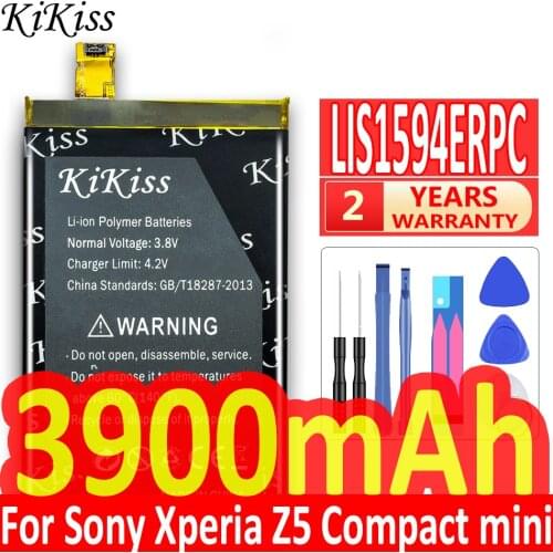 KiKiss 3900mAh Li-ion Polymer Mobile Phone Battery For Sony Xperia Z5 Compact Z5C Z5 Mini E5823 Z5C E6883 E6653 E65 LIS1594ERPC