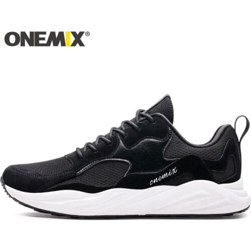 ONEMIX New Men Running Shoes Light Breathable Outdoor Leather Mesh Stitching Sports Shoes Jogging Men Casual Reflective Sneakers