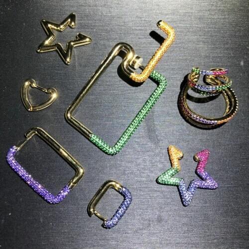 S925 sterling silver new seven-color star-shaped single ear clip multi-layer temperament trend style ladies silver jewelry